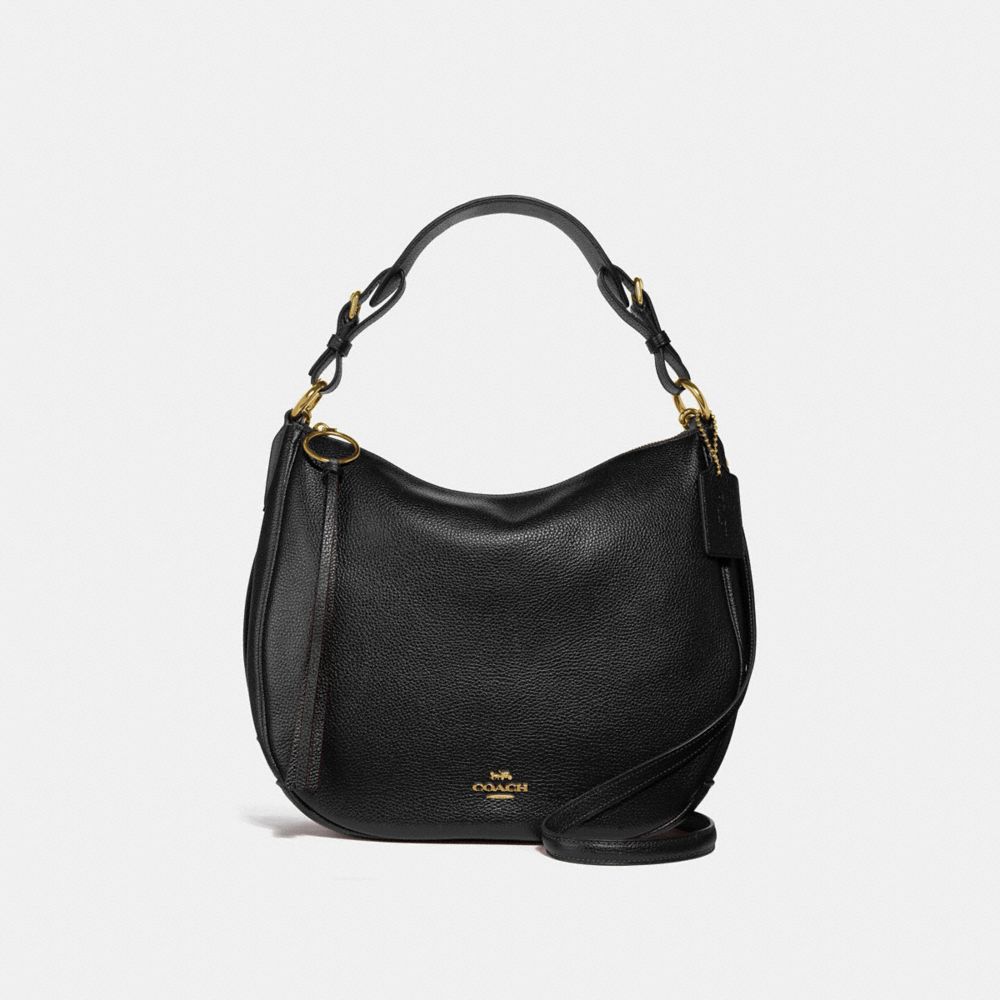COACH®,SUTTON HOBO,Leather,Gold/Black,Front View