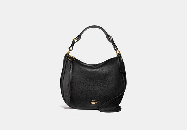 COACH®,SUTTON HOBO,Leather,Gold/Black,Front View