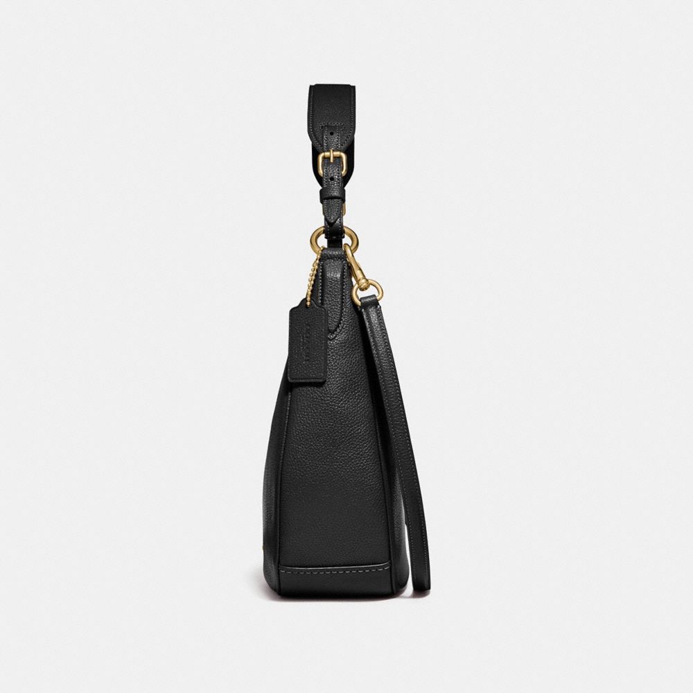 COACH®,SUTTON HOBO,Leather,Gold/Black,Angle View