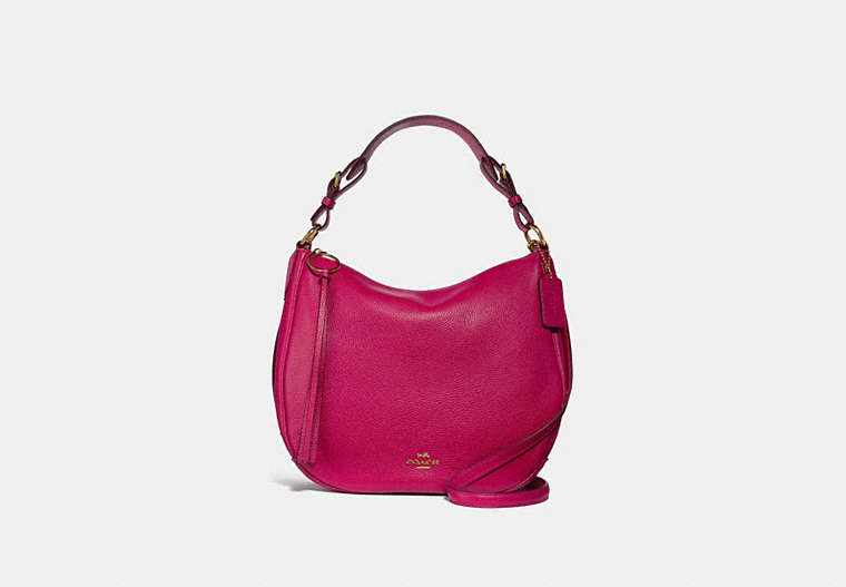 COACH®,SUTTON HOBO,Leather,Gold/Bright Cherry,Front View