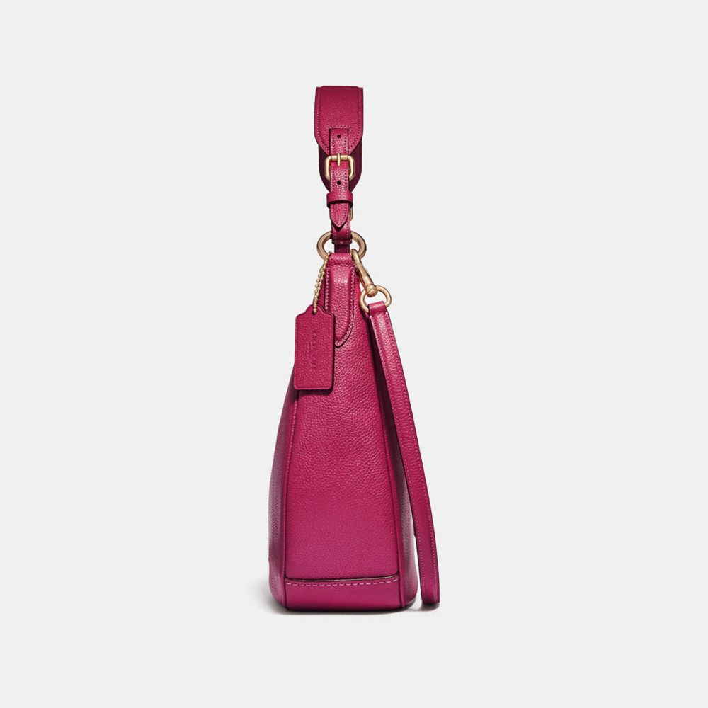 COACH®,SUTTON HOBO,Leather,Gold/Bright Cherry,Angle View