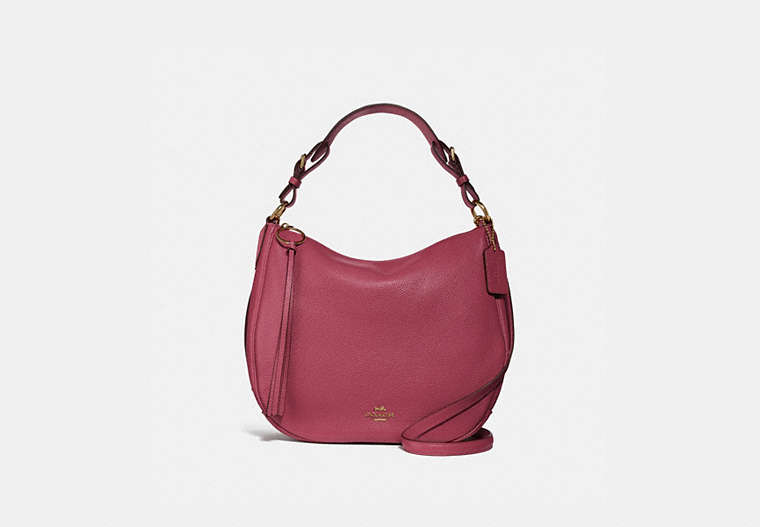 COACH®,SUTTON HOBO,Leather,Gold/Dusty Pink,Front View