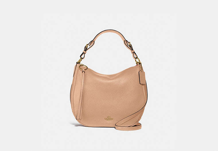 COACH®,SUTTON HOBO,Leather,Gold/Beechwood,Front View