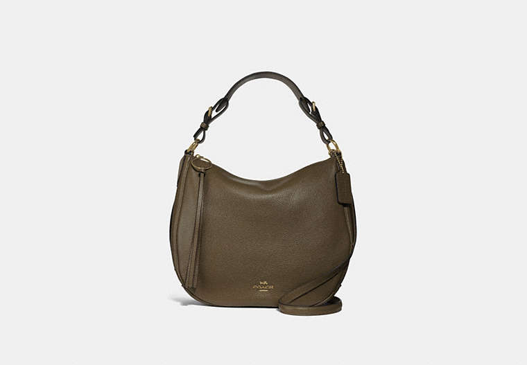 COACH®,SUTTON HOBO,Leather,Gold/Moss,Front View