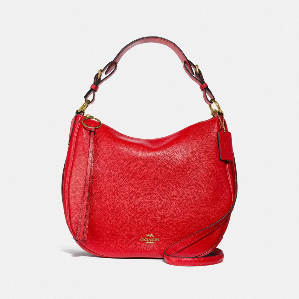 COACH®,SUTTON HOBO,Leather,Gold/Jasper,Front View