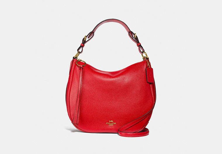 COACH®,SUTTON HOBO,Leather,Gold/Jasper,Front View