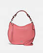 COACH®,SUTTON HOBO,Leather,Silver/Bright Coral,Front View