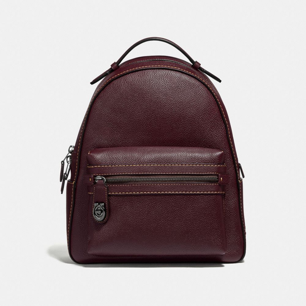 COACH®,CAMPUS BACKPACK,Leather,Large,Dark Gunmetal/Oxblood,Front View