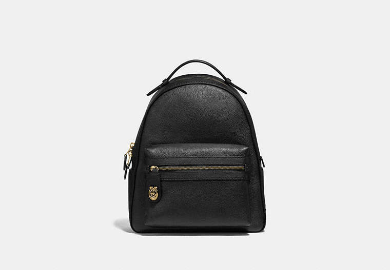 COACH®,CAMPUS BACKPACK,Leather,Large,Light Gold/Black,Front View