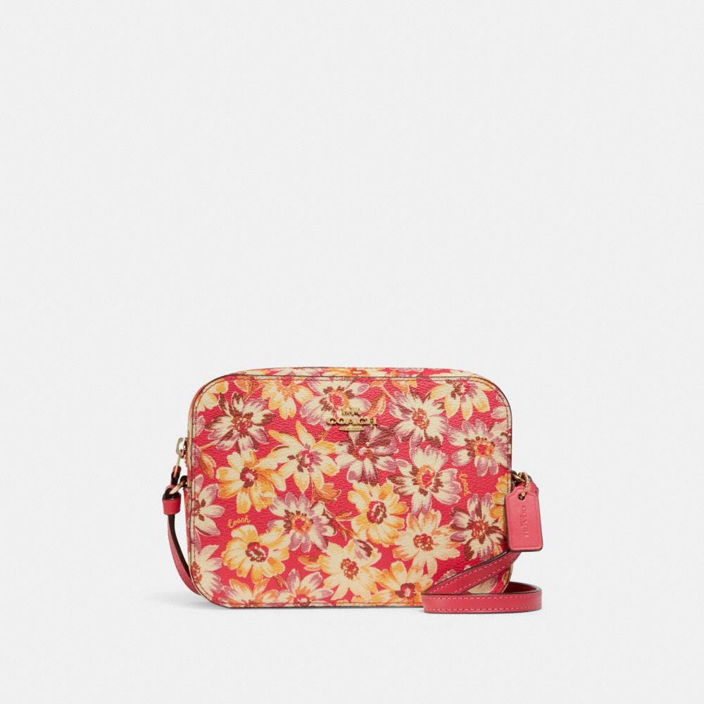 Mini Camera Bag With Vintage Daisy Script Print