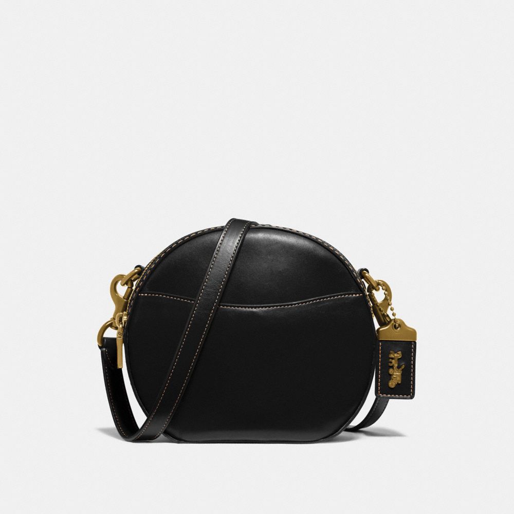 COACH®,CANTEEN CROSSBODY BAG,Glovetan Leather,Mini,Brass/Black,Front View