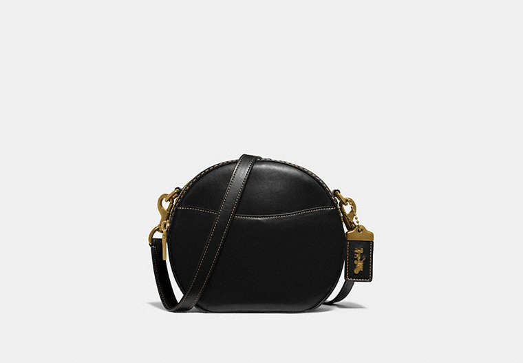 COACH®,CANTEEN CROSSBODY,Leather,Mini,Brass/Black,Front View