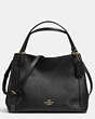 COACH®,EDIE SHOULDER BAG 28,Leather,Large,Light Gold/Black,Front View