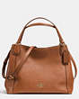 COACH®,EDIE SHOULDER BAG 28,Leather,Large,Light Gold/Saddle,Front View