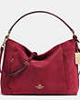 COACH®,SCOUT HOBO IN MIXED MATERIALS SUEDE,Leather,Medium,Light Gold/Black Cherry,Front View