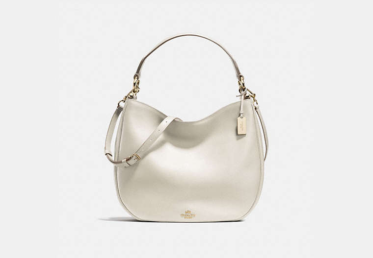 COACH®,MAE HOBO,Leather,Large,Chalk/Light Gold,Front View