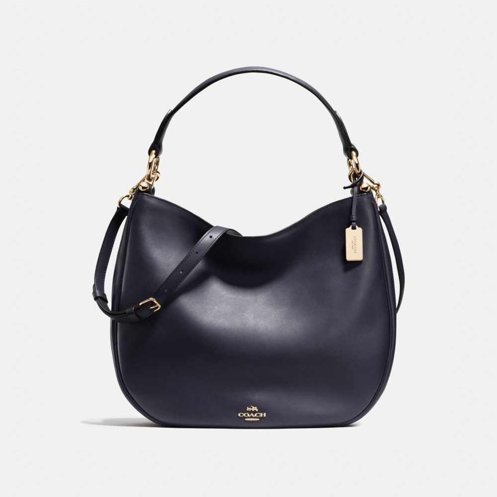 COACH®,MAE HOBO,Cuir,Or Clair/Bleu Marine,Front View