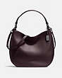 COACH®,MAE HOBO,Leather,Large,Gunmetal/Oxblood,Front View