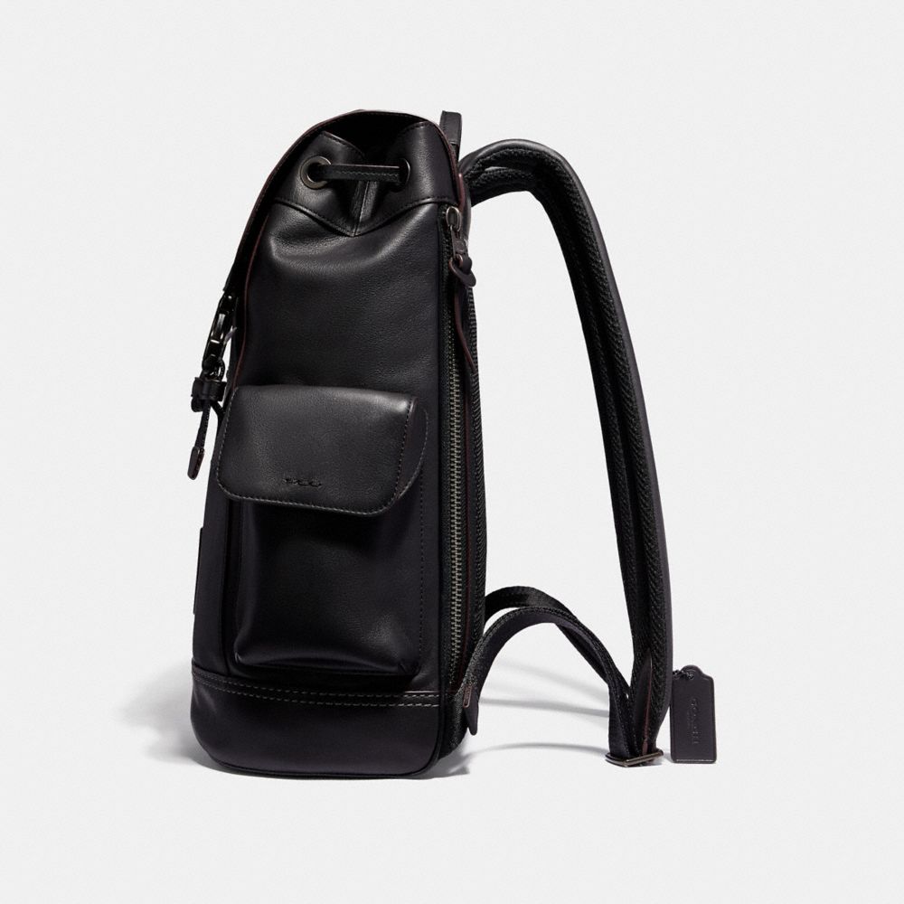 COACH®,RIVINGTON BACKPACK,Leather,X-Large,Black Copper/Black,Angle View