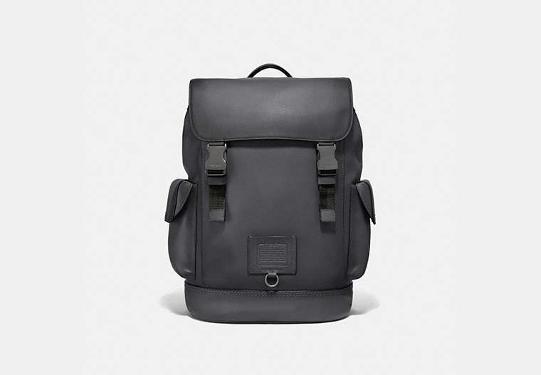 COACH®,RIVINGTON BACKPACK,Leather,X-Large,Black Copper/Grey,Front View