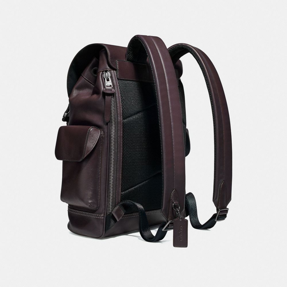COACH®,RIVINGTON BACKPACK,Leather,X-Large,Black Copper/Oxblood,Angle View