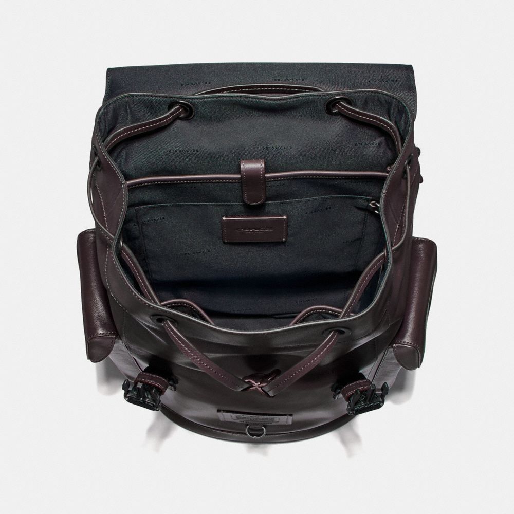 COACH®,RIVINGTON BACKPACK,Leather,X-Large,Black Copper/Oxblood,Inside View,Top View