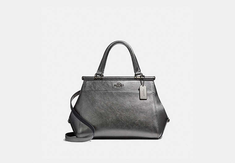 COACH®,GRACE BAG,Leather,Large,Dark Gunmetal/Metallic Graphite,Front View