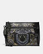 COACH®,ACADEMY POUCH WITH TATTOO,Leather,Black,Front View