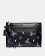 COACH®,ACADEMY POUCH WITH RODEO PRINT,Leather,Black/Blue,Front View