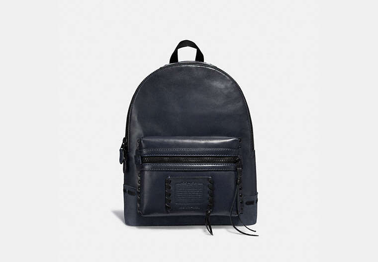 COACH®,ACADEMY BACKPACK WITH WHIPSTITCH,Leather,Dark Navy/Matte Black,Front View image number 0