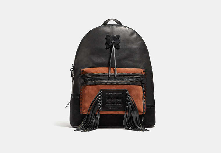 COACH®,LEAGUE BACKPACK WITH WHIPSTITCH,Leather,Black/Saddle/Matte Black,Front View