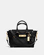 COACH®,COACH SWAGGER 20 IN PEBBLE LEATHER,Leather,Small,Light Gold/Black,Front View