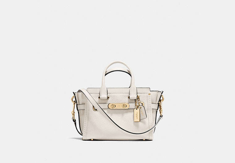 COACH®,COACH SWAGGER 20 IN PEBBLE LEATHER,Leather,Small,Chalk/Light Gold,Front View