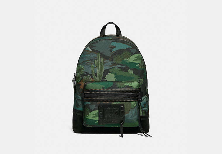 COACH®,ACADEMY BACKPACK WITH LANDSCAPE PRINT,Mixed Material,Matte Black/Black,Front View