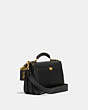 COACH®,RILEY TOP HANDLE 22,Leather,Brass/Black,Angle View