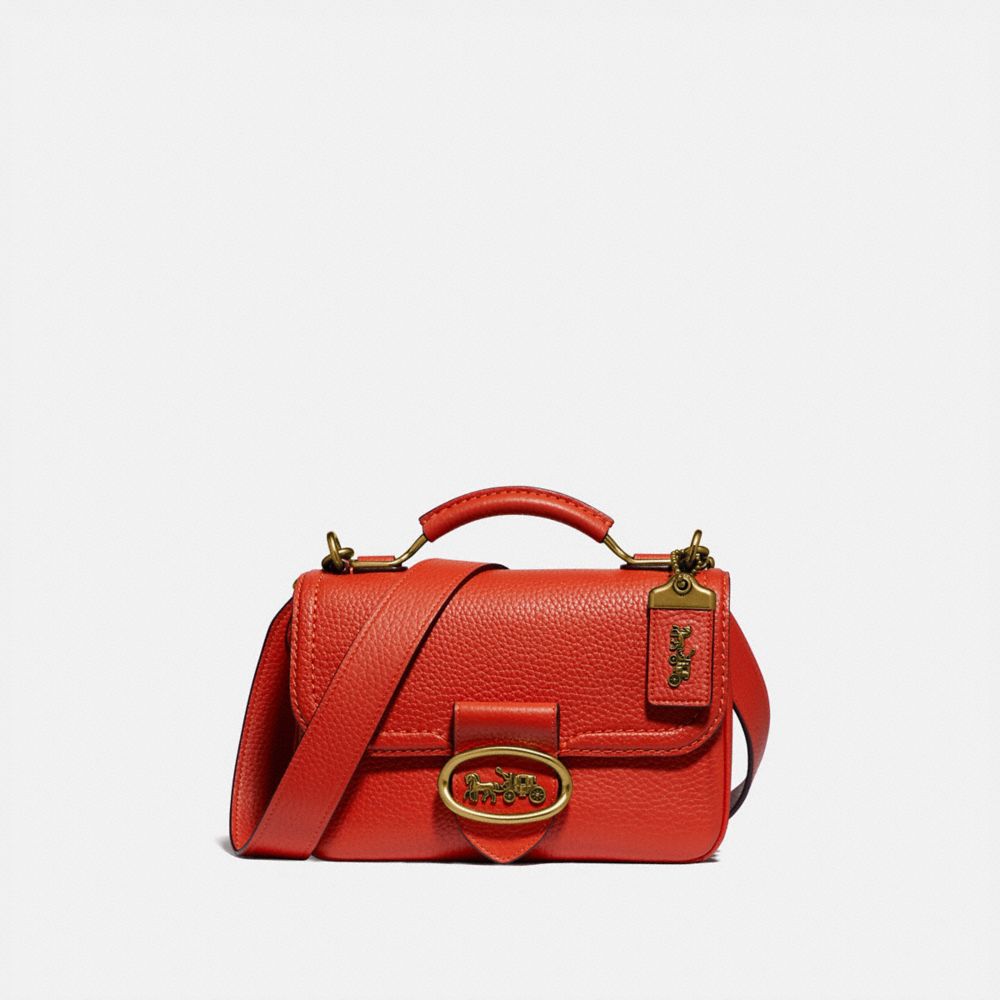 COACH®,RILEY TOP HANDLE 22,Leather,Brass/Mango,Front View