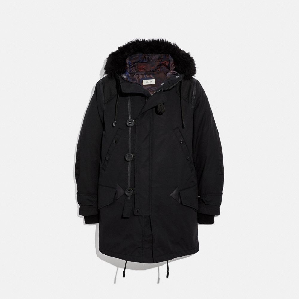 COACH®,PARKA,Black,Front View