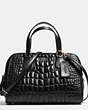 COACH®,NOLITA SATCHEL IN QUILTED CROC LEATHER,Leather,Large,Light Gold/Black,Front View