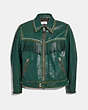 COACH®,WESTERN EMBELLISHED JACKET,Mixed Material,Forest,Front View
