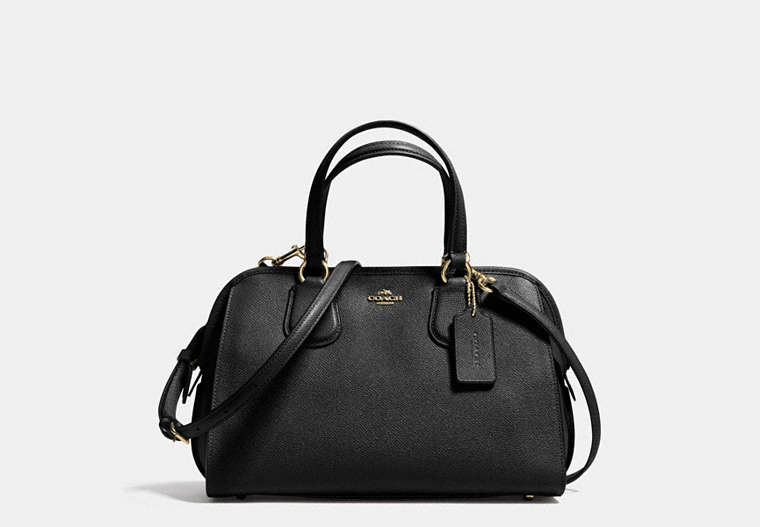 COACH®,NOLITA SATCHEL IN CROSSGRAIN LEATHER,Leather,Large,Light Gold/Black,Front View