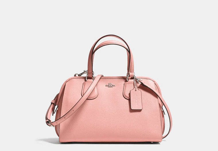 COACH®,NOLITA SATCHEL IN CROSSGRAIN LEATHER,Leather,Large,Silver/Blush,Front View