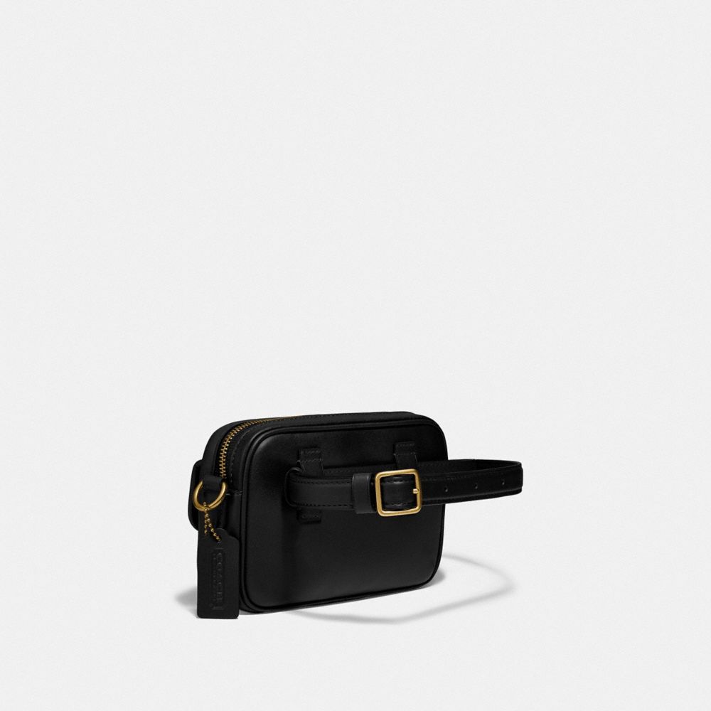 COACH®,CONVERTIBLE WAIST PACK,Leather,Small,Brass/Black,Angle View