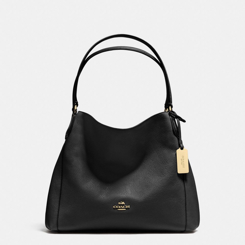 COACH®,SAC ÉPAULE EDIE 31,Cuir,Or Clair/Noir,Front View