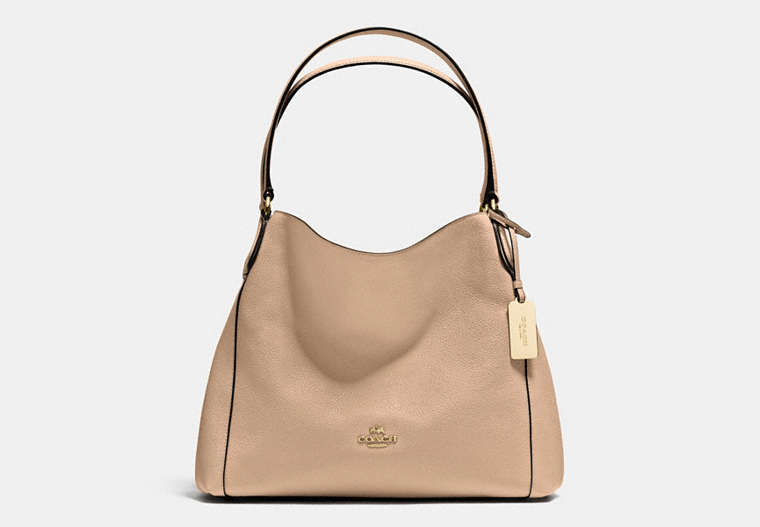 COACH®,EDIE SHOULDER BAG 31,Leather,Large,Light Gold/Beechwood,Front View