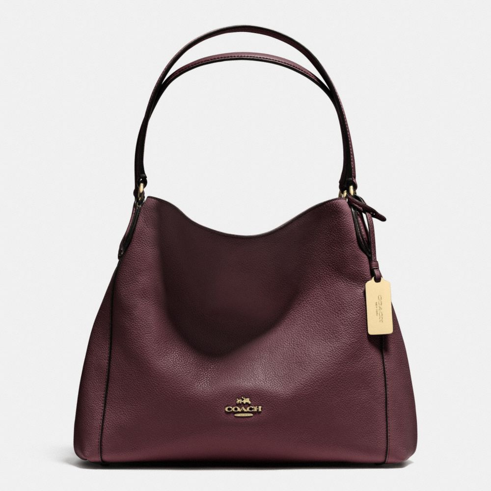 COACH®,EDIE SHOULDER BAG 31,Leather,Large,Light Gold/Oxblood,Front View