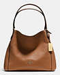 COACH®,EDIE SHOULDER BAG 31,Leather,Large,Light Gold/Saddle,Front View