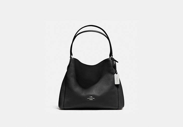 COACH®,EDIE SHOULDER BAG 31,Leather,Large,Silver/Black,Front View