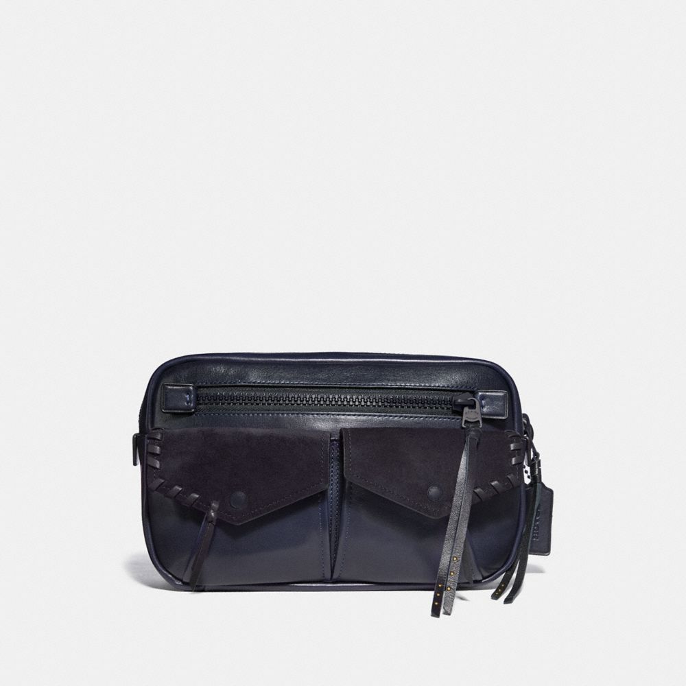 COACH®,UTILITY BELT BAG 25,Leather,Medium,Dark Navy/Matte Black,Front View image number 0