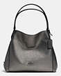 COACH®,EDIE SHOULDER BAG 31 IN METALLIC PEBBLE LEATHER,Leather,Large,Black Antique Nickel/Gunmetal,Front View
