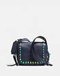 COACH®,DAKOTAH 14 CROSSBODY IN OIL SLICK RIVETS LEATHER,Smooth Leather,Large,Oil Slick Matte/Navy,Front View